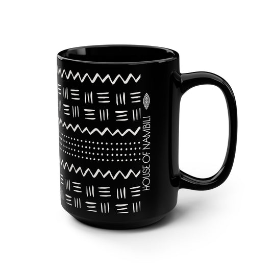 Geometric Malian Mudcloth 15oz Black Mug #2
