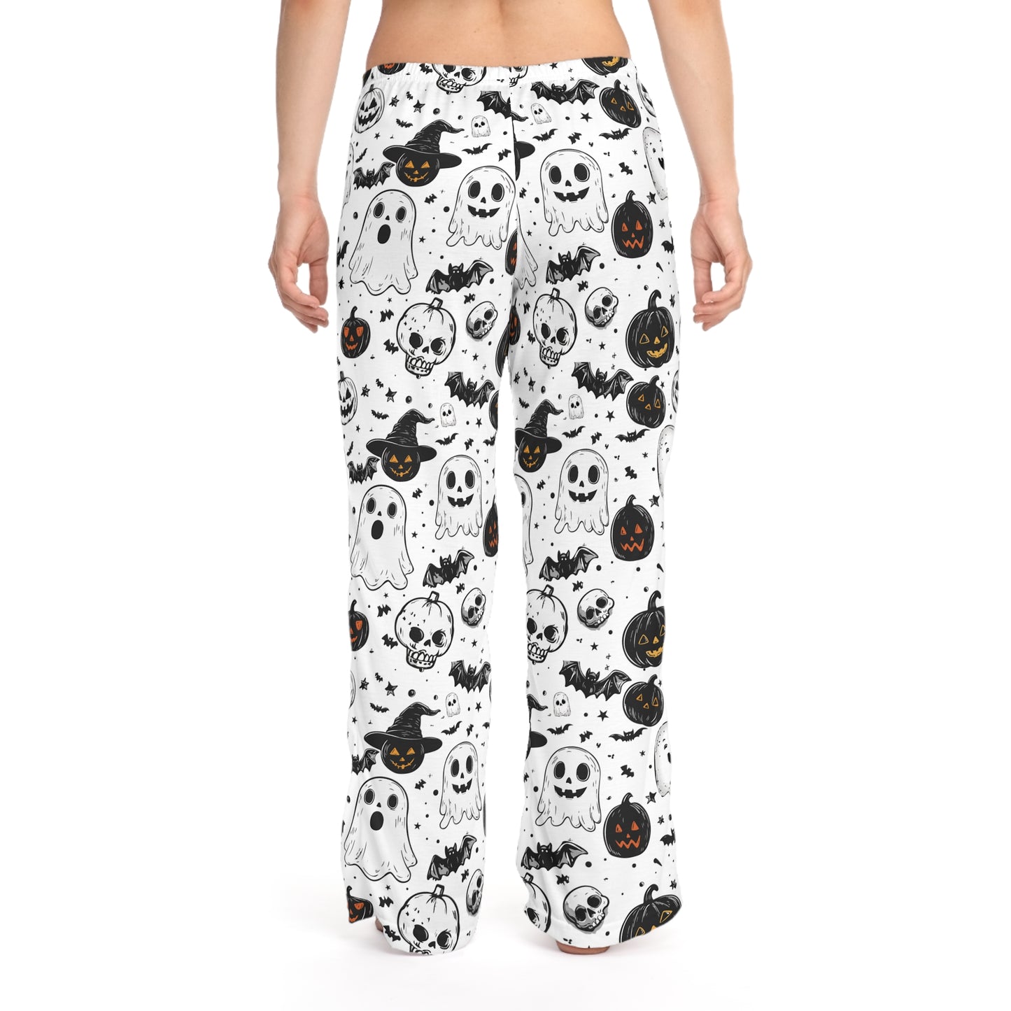 Halloween Unisex Pajama Pants with Spooky Pumpkins, Ghosts & Skulls