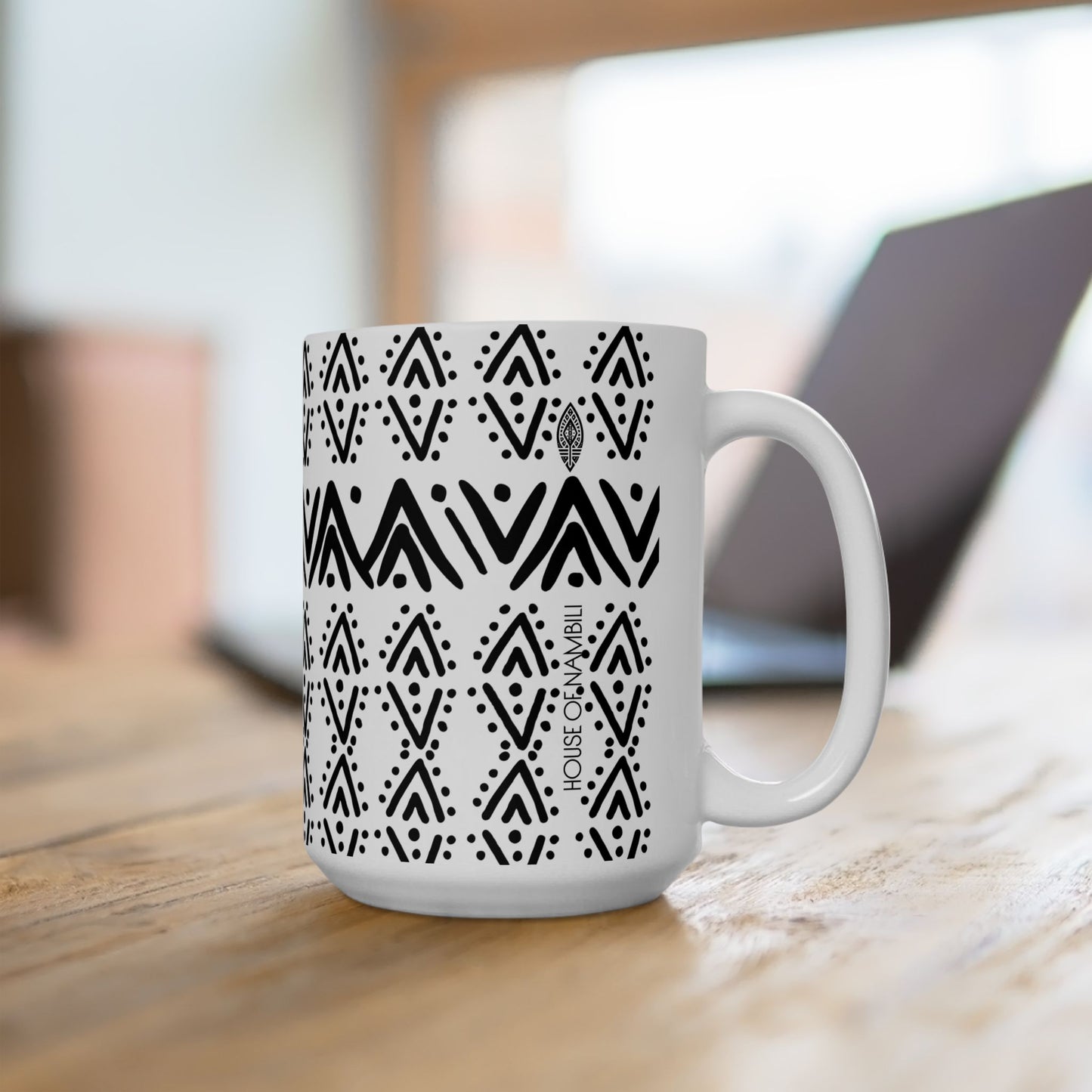 Geometric Malian Mudcloth Abstract Ceramic Mug #1