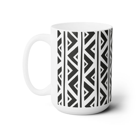 Zigzag Malian Mudcloth Ceramic Mug – Bold African-Inspired Drinkware