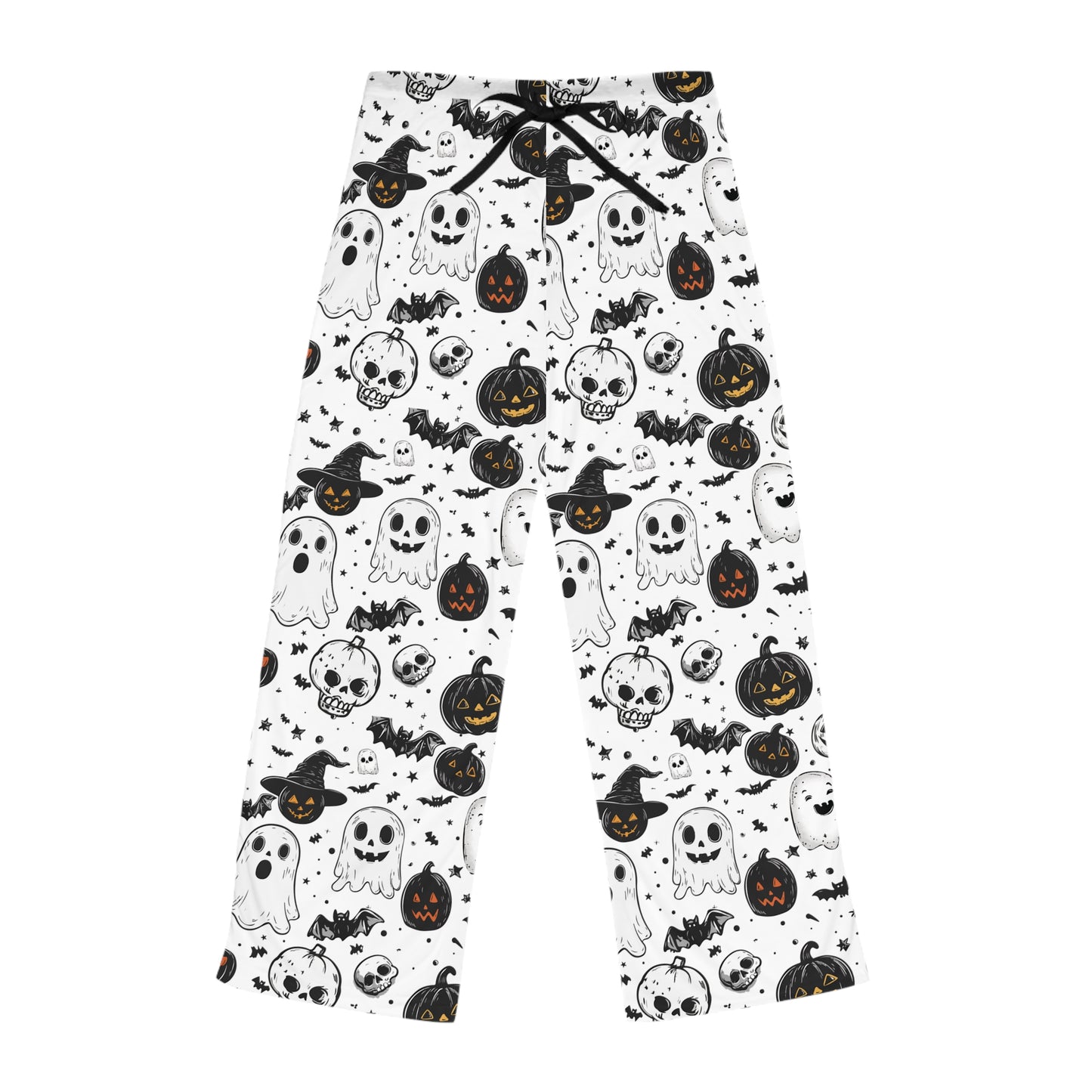 Halloween Unisex Pajama Pants with Spooky Pumpkins, Ghosts & Skulls