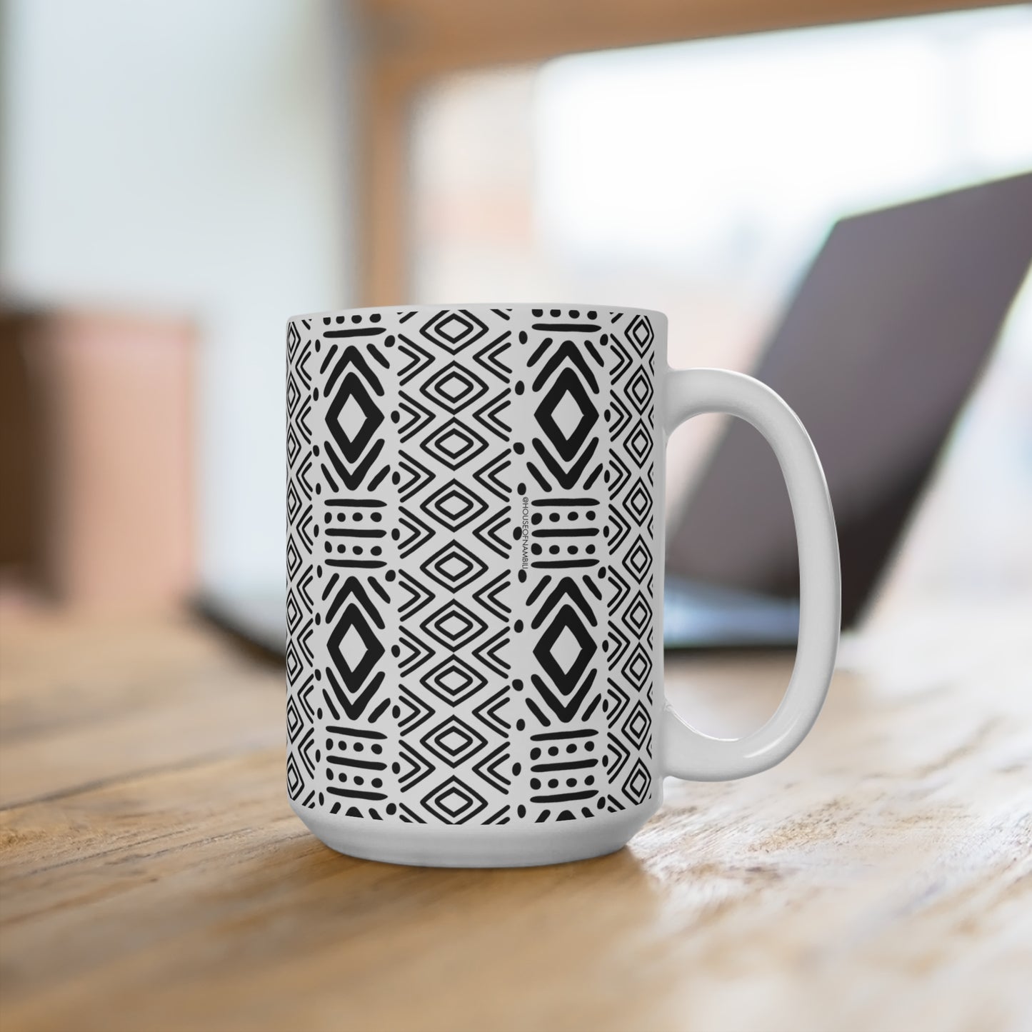 Geometric Malian Mudcloth Abstract Ceramic Mug #3
