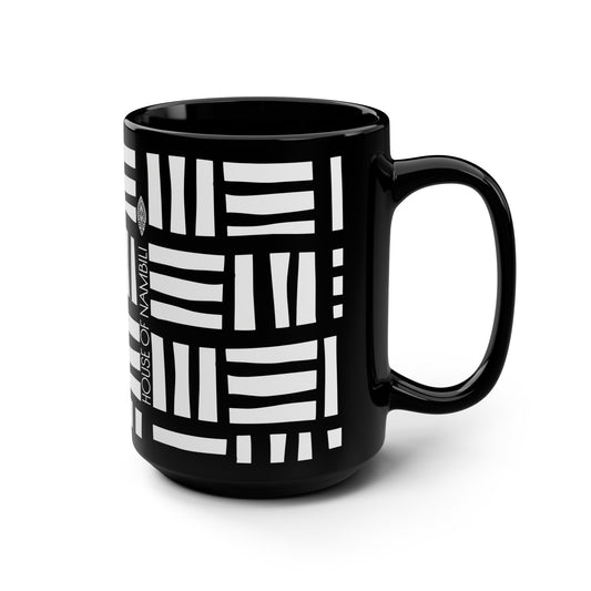 Wealth & Luxury Ceramic Mug – 15oz Black Mug with Adinkra Symbol Design