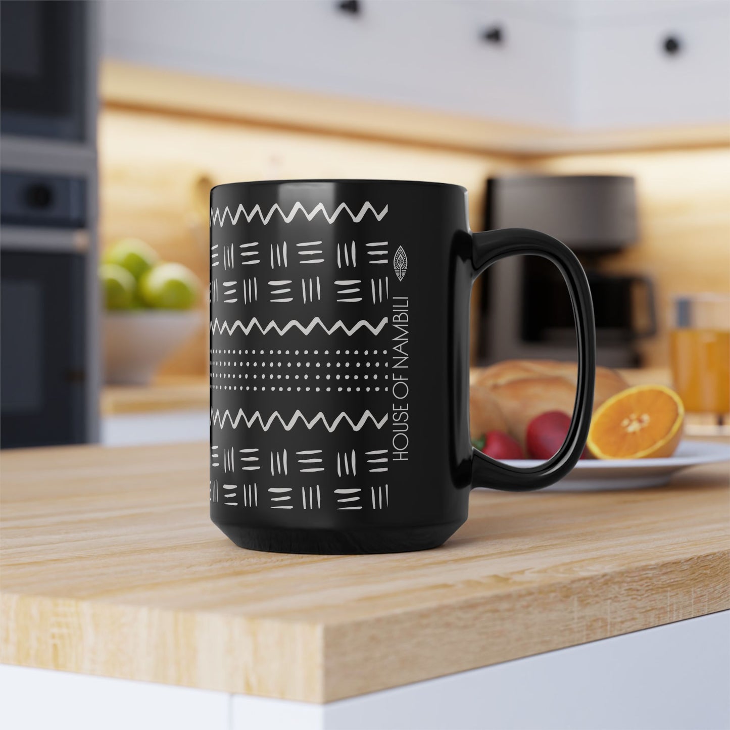 Geometric Malian Mudcloth 15oz Black Mug #2
