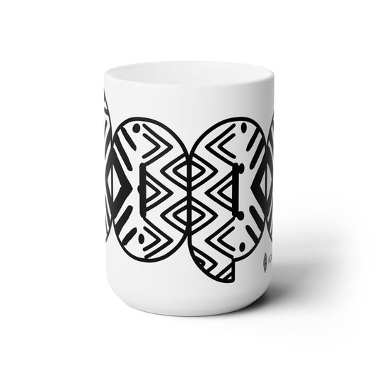 Stylish White Ceramic 'DOPE' Mug 15oz White Mudcloth