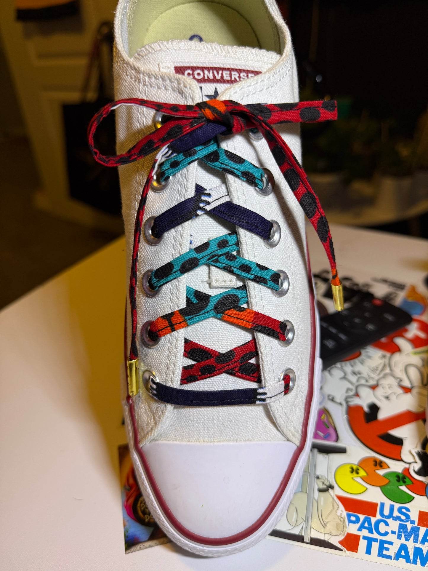 SewFresh Wax Print Laces - Teal/Red/Yellow/Orange
