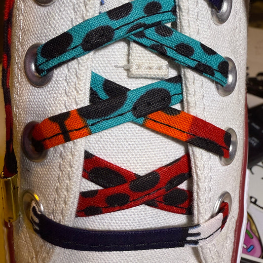 SewFresh Wax Print Laces - Teal/Red/Yellow/Orange