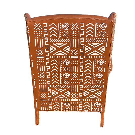 Afro-Luxe Hand Painted Faux Leather Wingback Chair