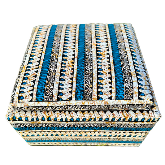 African Fusion Upholstered Storage Ottoman with Serving Tray