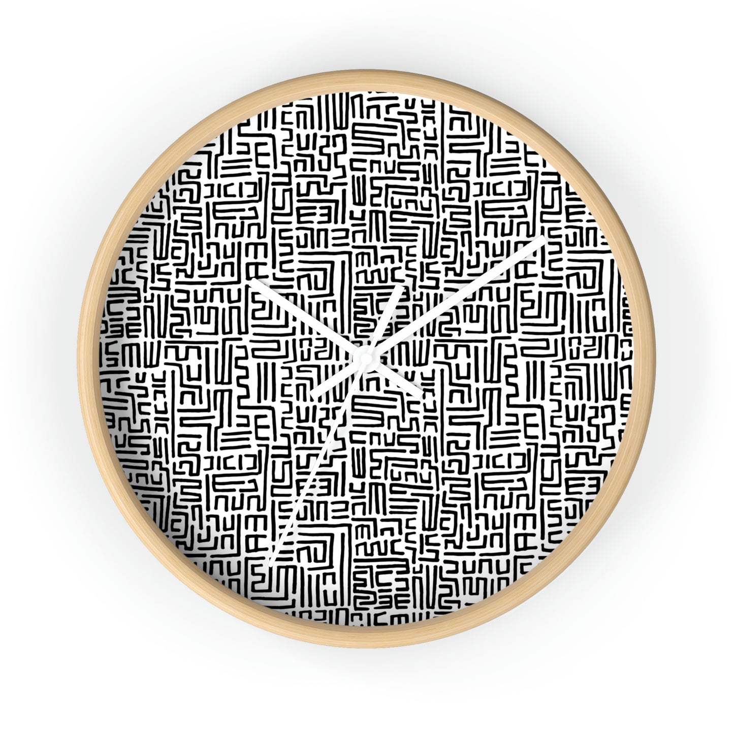 Bogolanfini Wall Clock - Black on White