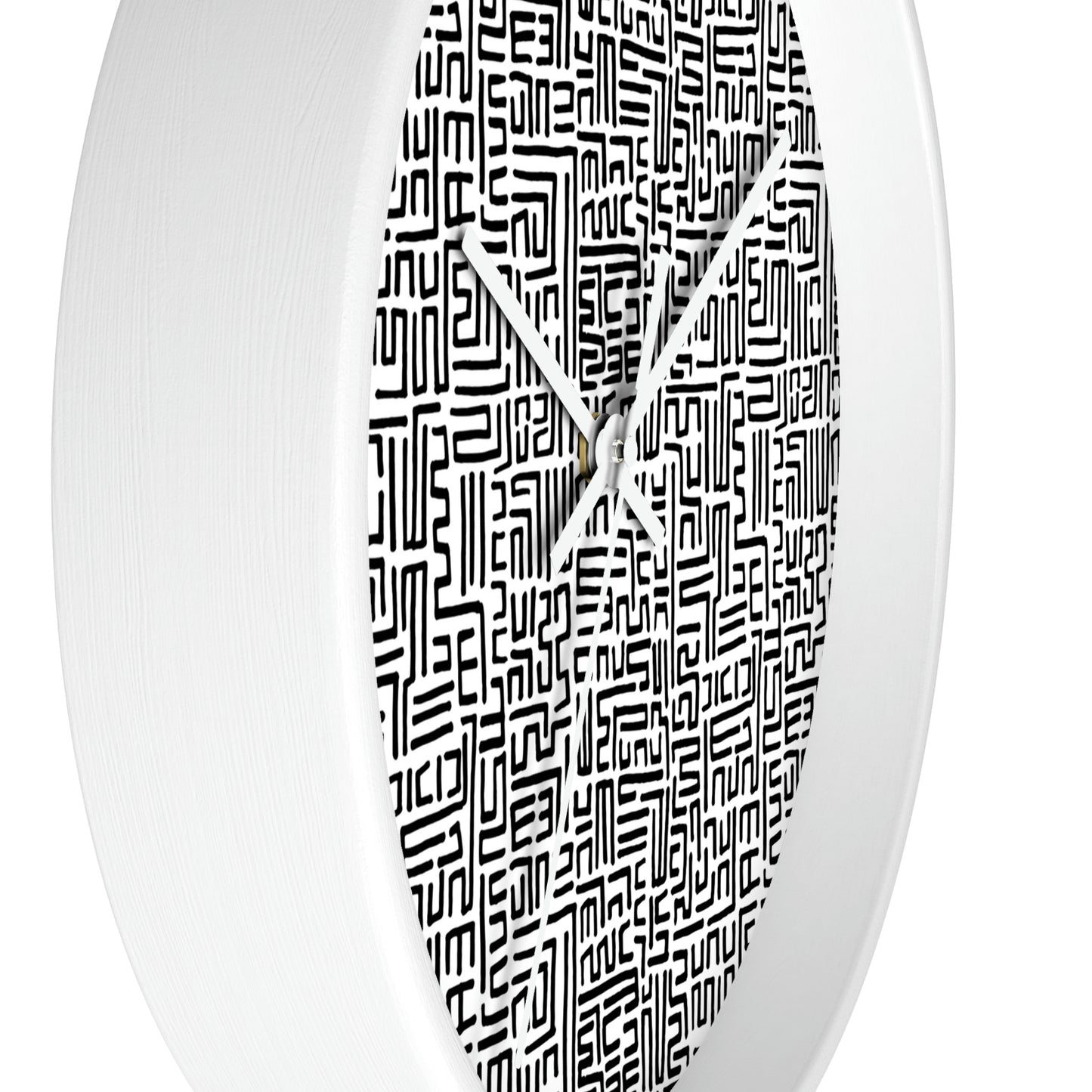 Bogolanfini Wall Clock - Black on White