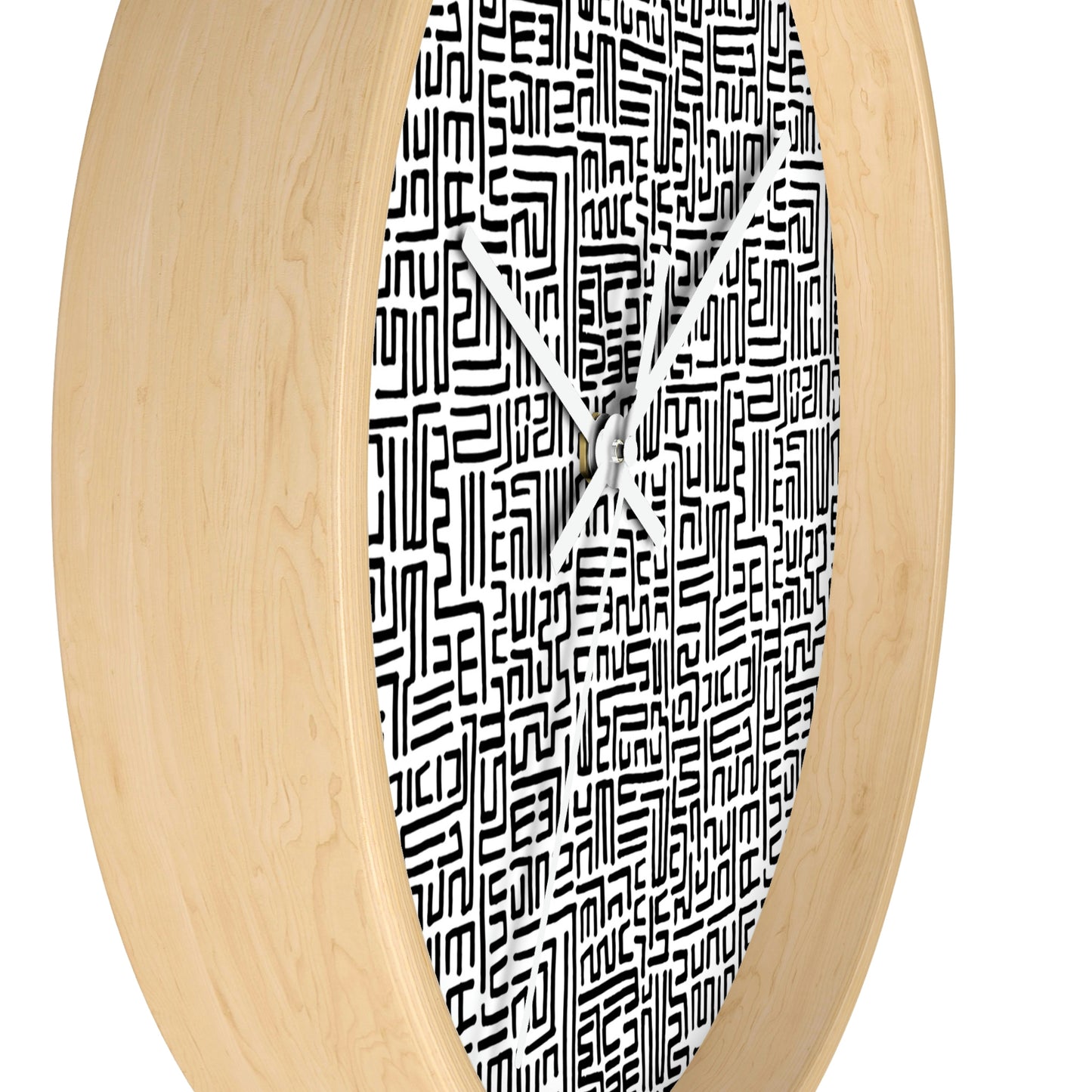 Bogolanfini Wall Clock - Black on White