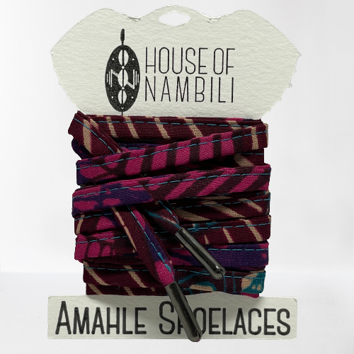 Amahle Wax Print Laces - Burgundy/Pink/Teal/Purple - House Of Nambili