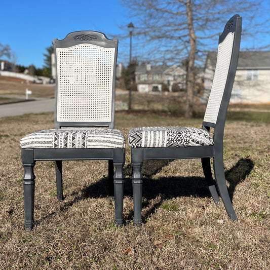 Charcoal Cane Back Chairs - Set of 2 - House Of Nambili