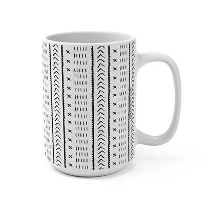 Geometric Malian Signature Mud Cloth 15oz White Mug – Afrocentric Coffee & Tea Mug