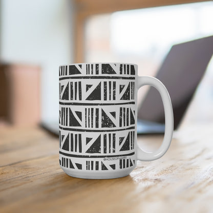 Geometric Malian Mud Cloth Ceramic Mug #19
