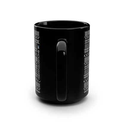Geometric Malian Mud Cloth 15oz Black Mug #1