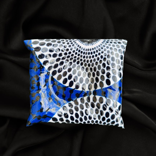 Nambili Pillow Stone - Blue/Black/White