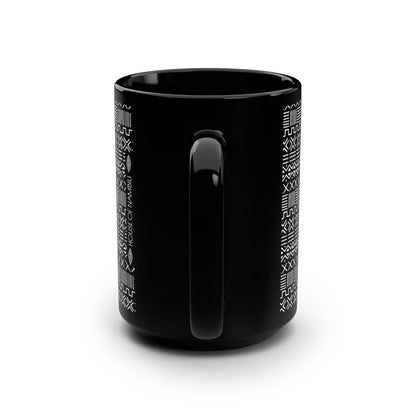 Geometric Malian Mud Cloth 15oz Black Mug #1