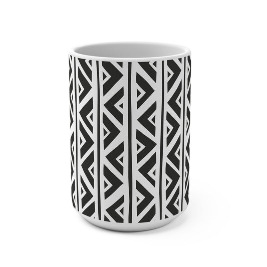 Zigzag Malian Mudcloth Ceramic Mug – Bold African-Inspired Drinkware