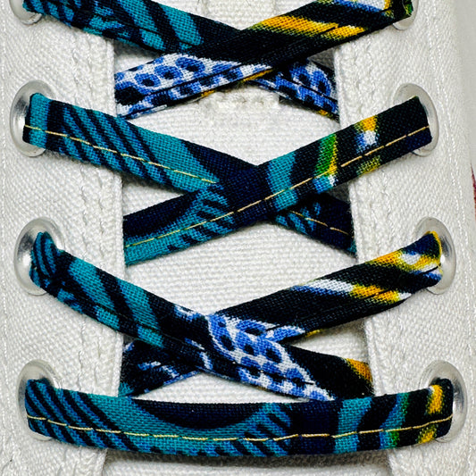 Amahle Wax Print Laces - Teal/Yellow/Navy