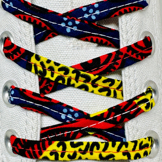 Amahle Wax Print Laces - Blue/Red/Yellow