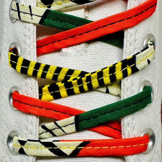 Amahle Wax Print Laces - Orange/Green/Yellow/Black/White