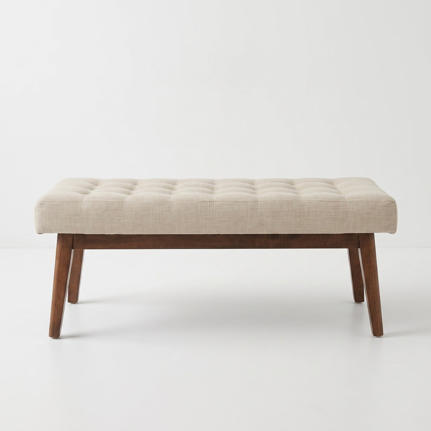 Tufted Bench – Oatmeal & Walnut