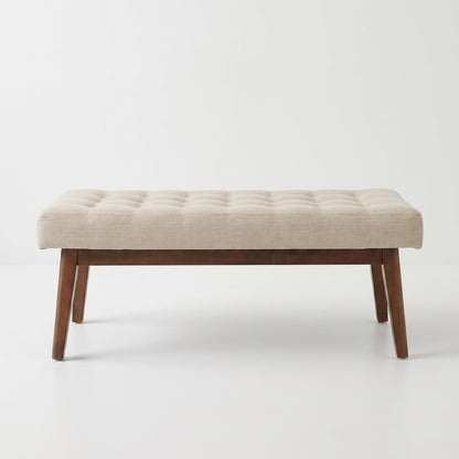 Tufted Bench – Oatmeal & Walnut