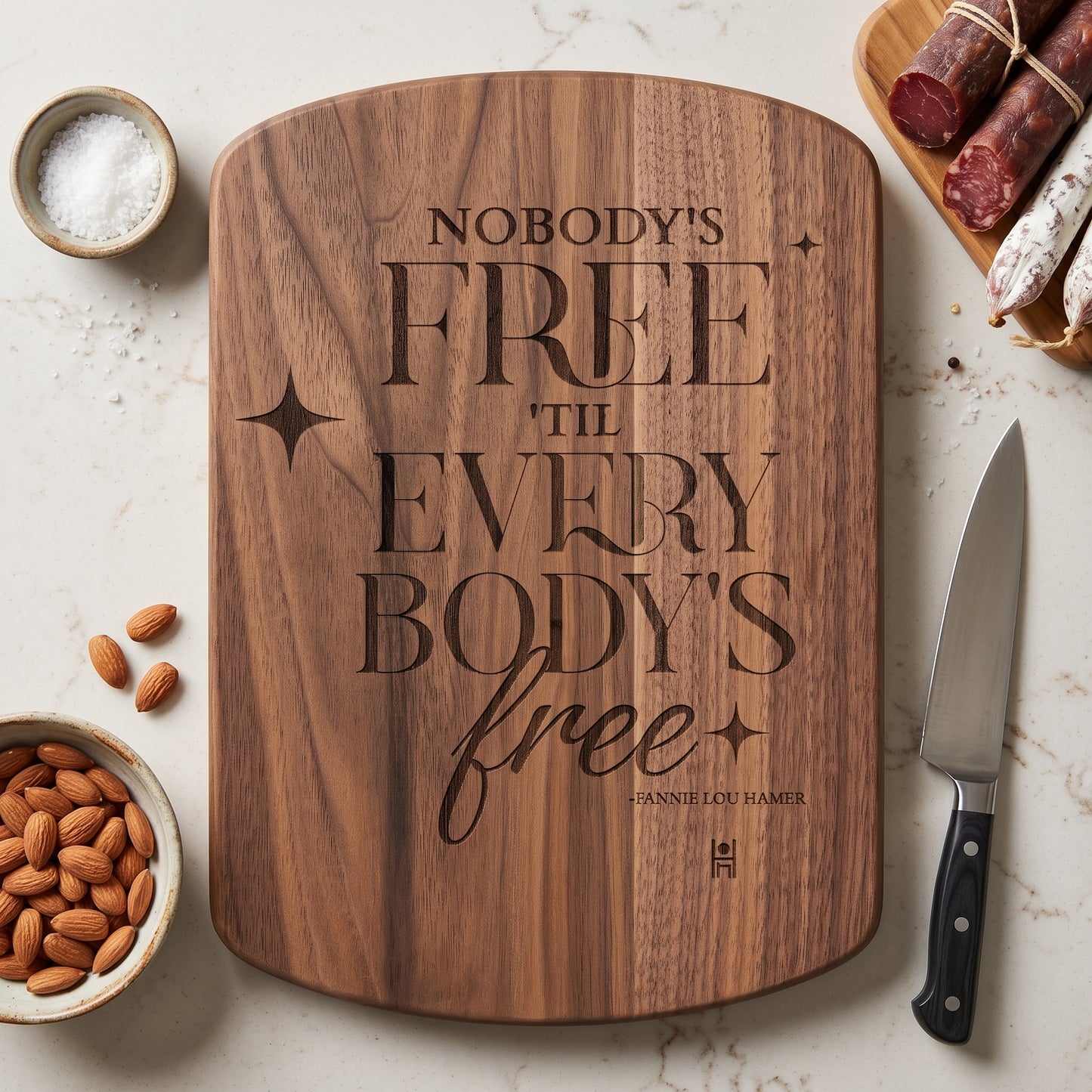 Fannie Lou Hamer 'Nobody's Free' Hardwood Cutting Board