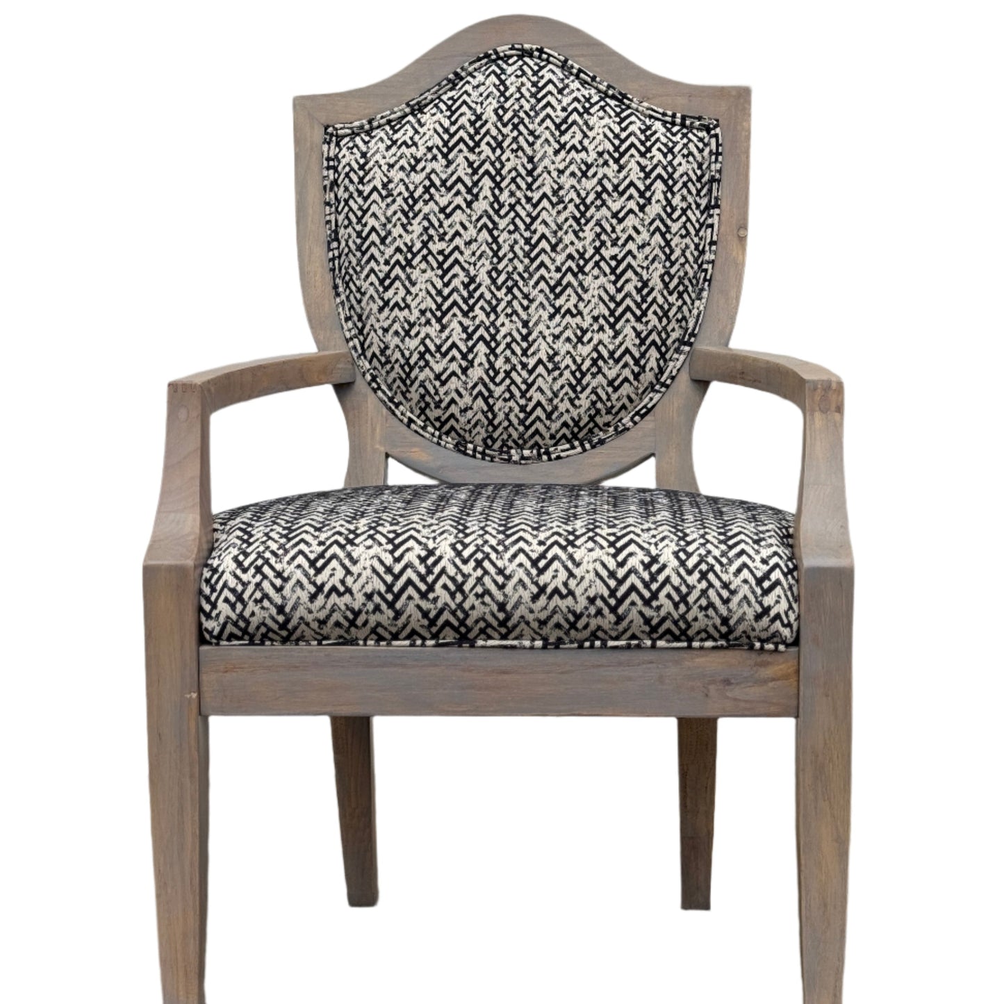 Jacquard Luxe: Weathered Shield-Back Chairs