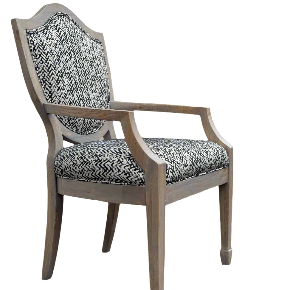 Jacquard Luxe: Weathered Shield-Back Chairs