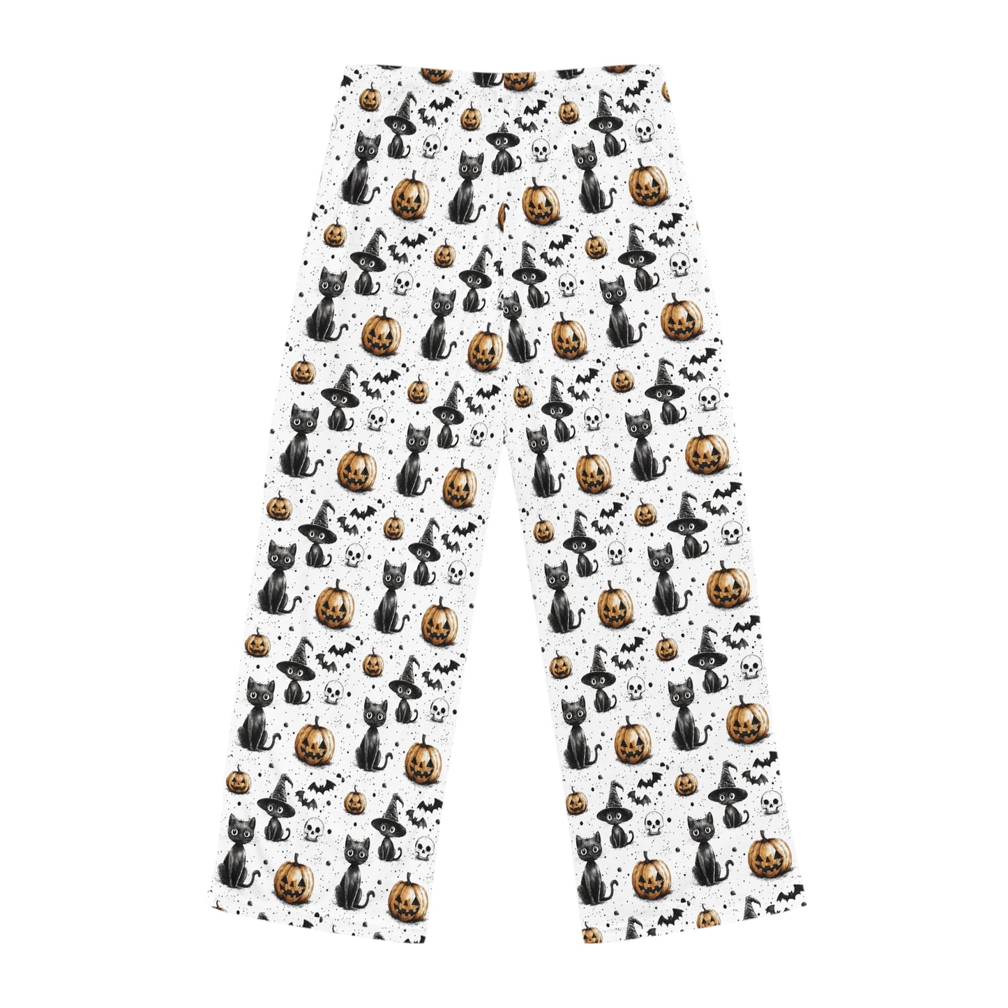Halloween Women's Pajama Pants with Spooky Pumpkins and Cats