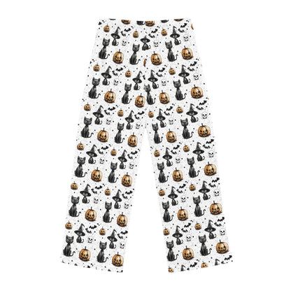 Halloween Women's Pajama Pants with Spooky Pumpkins and Cats