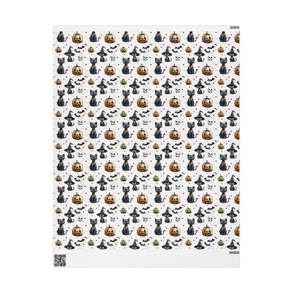 Halloween Wrapping Papers - Spooky Pumpkins and Cats Design