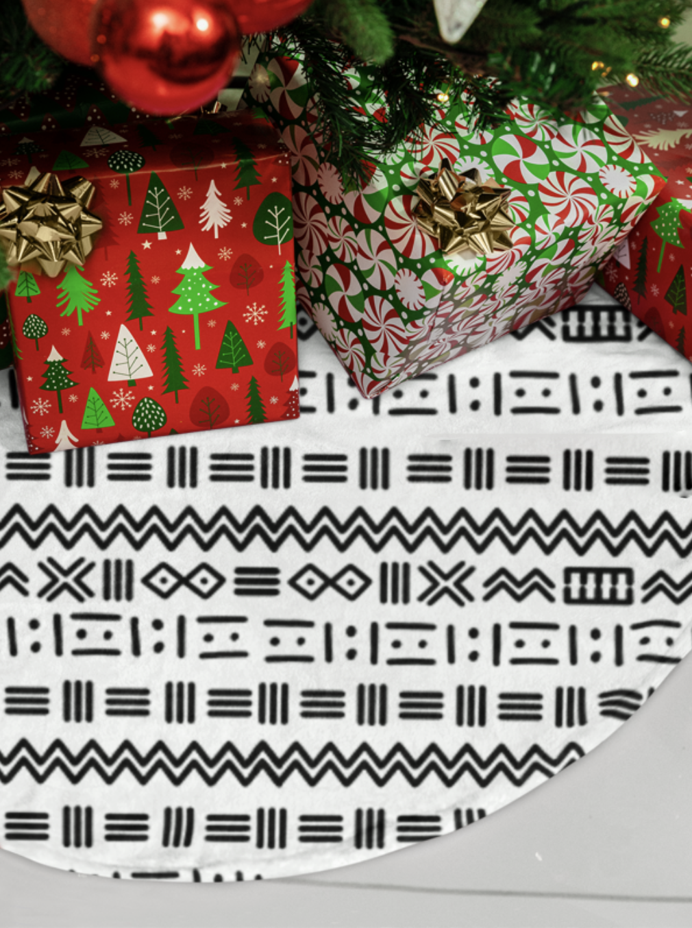 Tree Skirts - Geometric Mailian Mudcloth Print #3