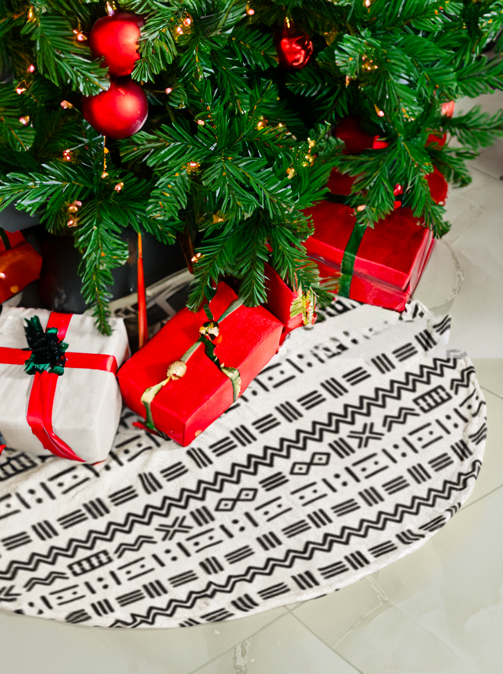 Tree Skirts - Geometric Mailian Mudcloth Print #3