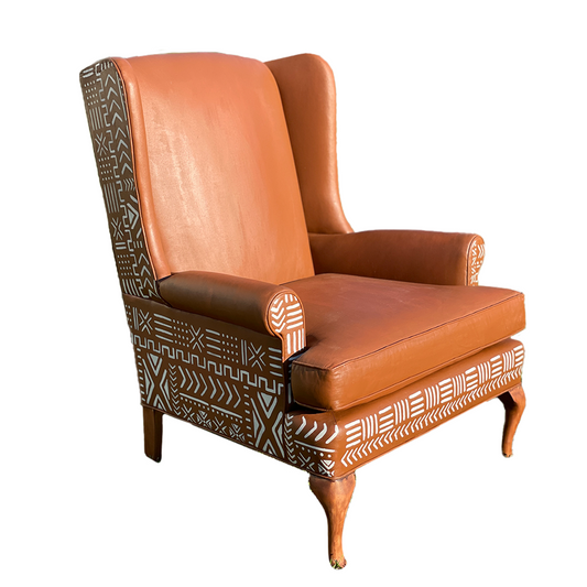 Afro-Luxe Faux Leather Wingback Chair