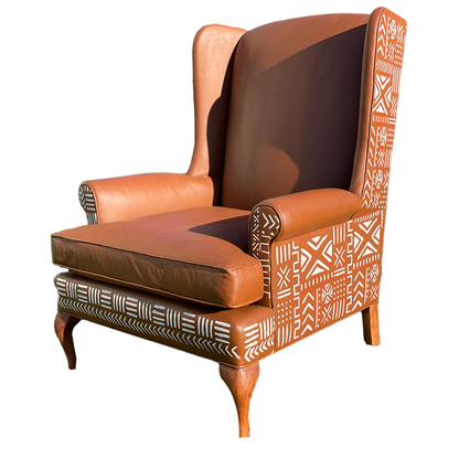 Afro-Luxe Faux Leather Wingback Chair