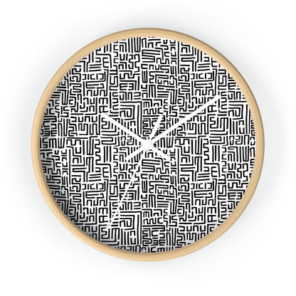 Bogolanfini Wall Clock - Black on White