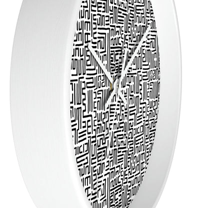 Bogolanfini Wall Clock - Black on White