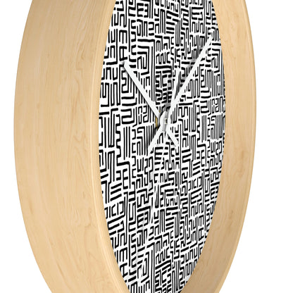 Bogolanfini Wall Clock - Black on White