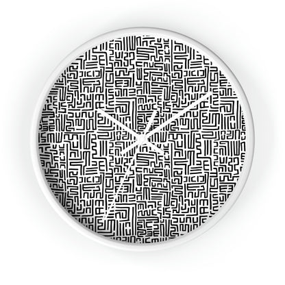 Bogolanfini Wall Clock - Black on White