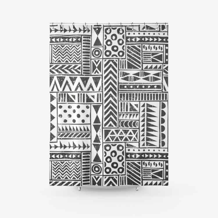 HoN Textured Bogolanfini Shower Curtain #3 - House Of Nambili