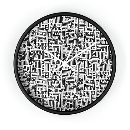 Bogolanfini Wall Clock - Black on White