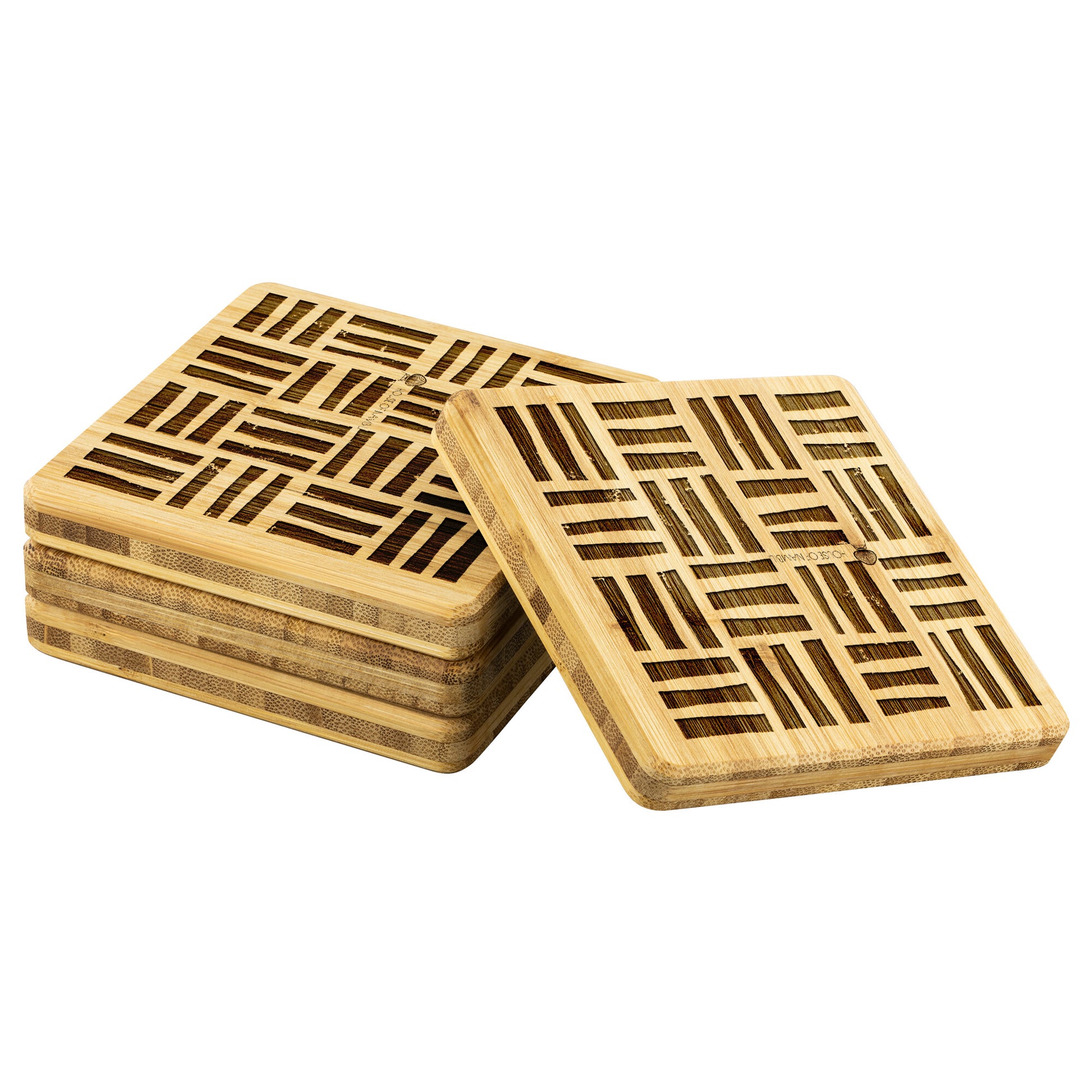 4pc Bamboo Coaster Set - C - House Of Nambili