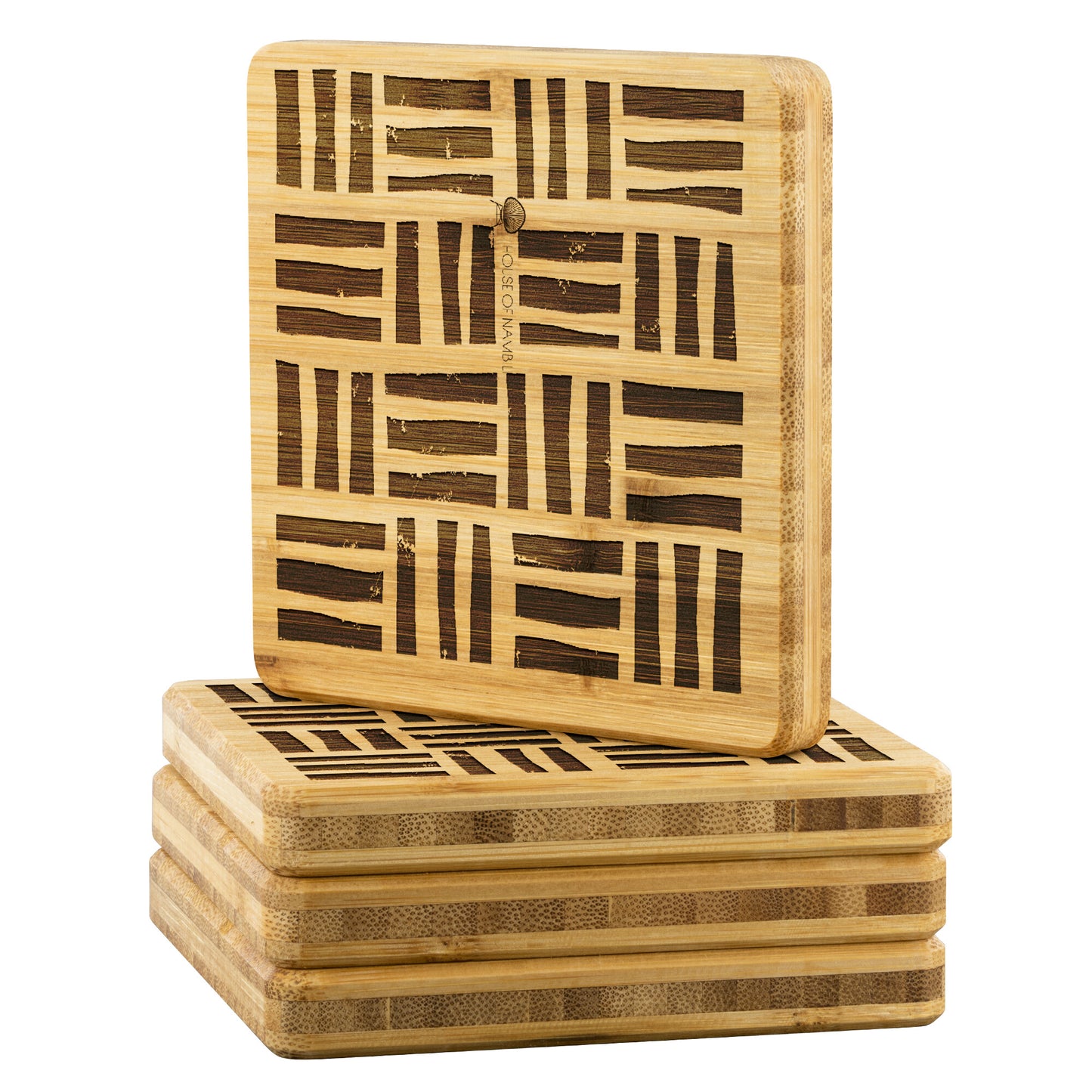 4pc Bamboo Coaster Set - C - House Of Nambili