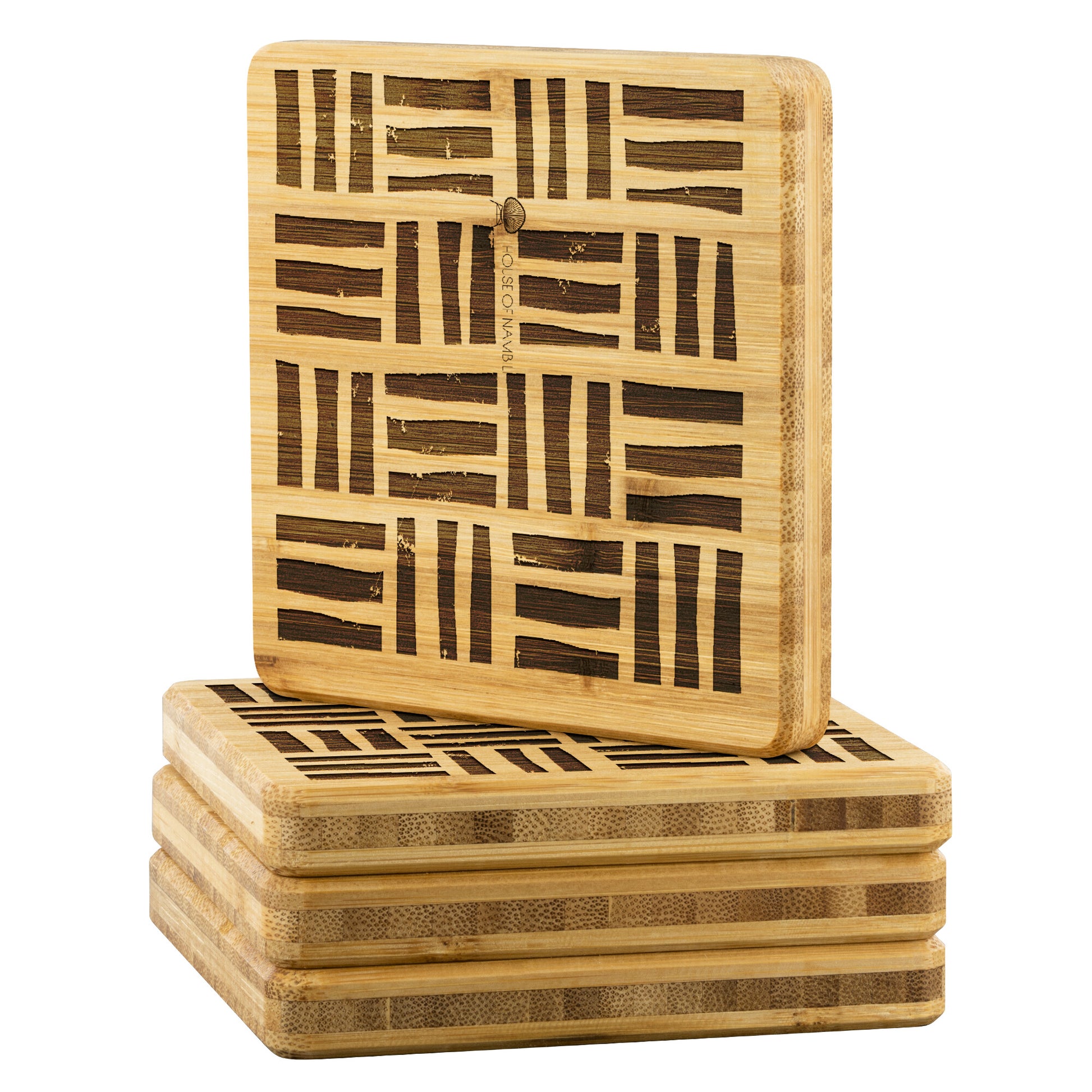 4pc Bamboo Coaster Set - C - House Of Nambili
