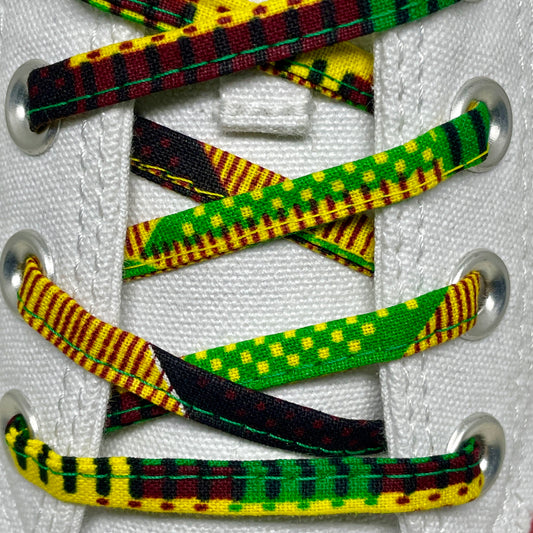 Amahle Wax Print Laces - Yellow/Green Kenté - House Of Nambili