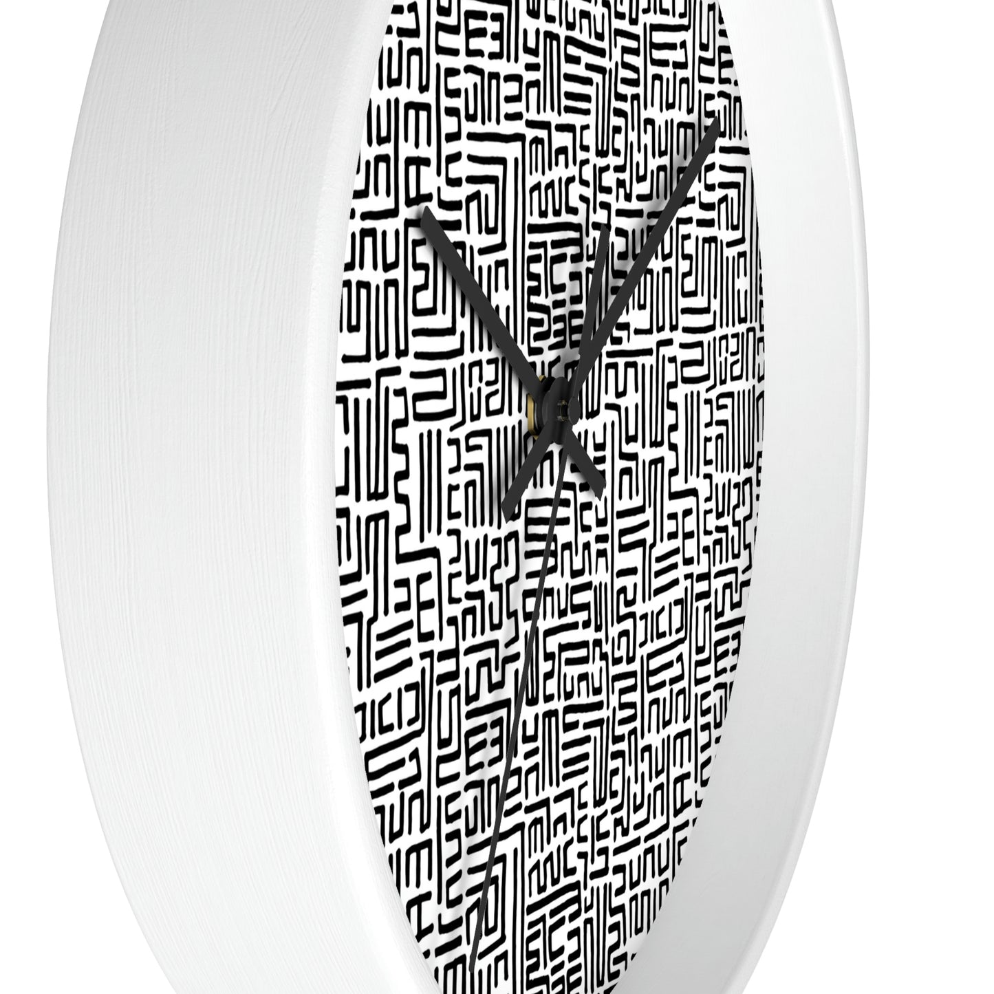 Bogolanfini Wall Clock - Black on White